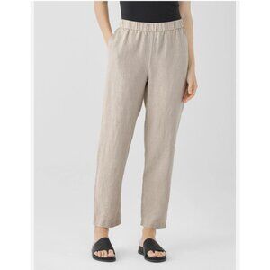 Eileen Fisher Womens Small P Beige Elastic waist Tapered Wear Organic Linen